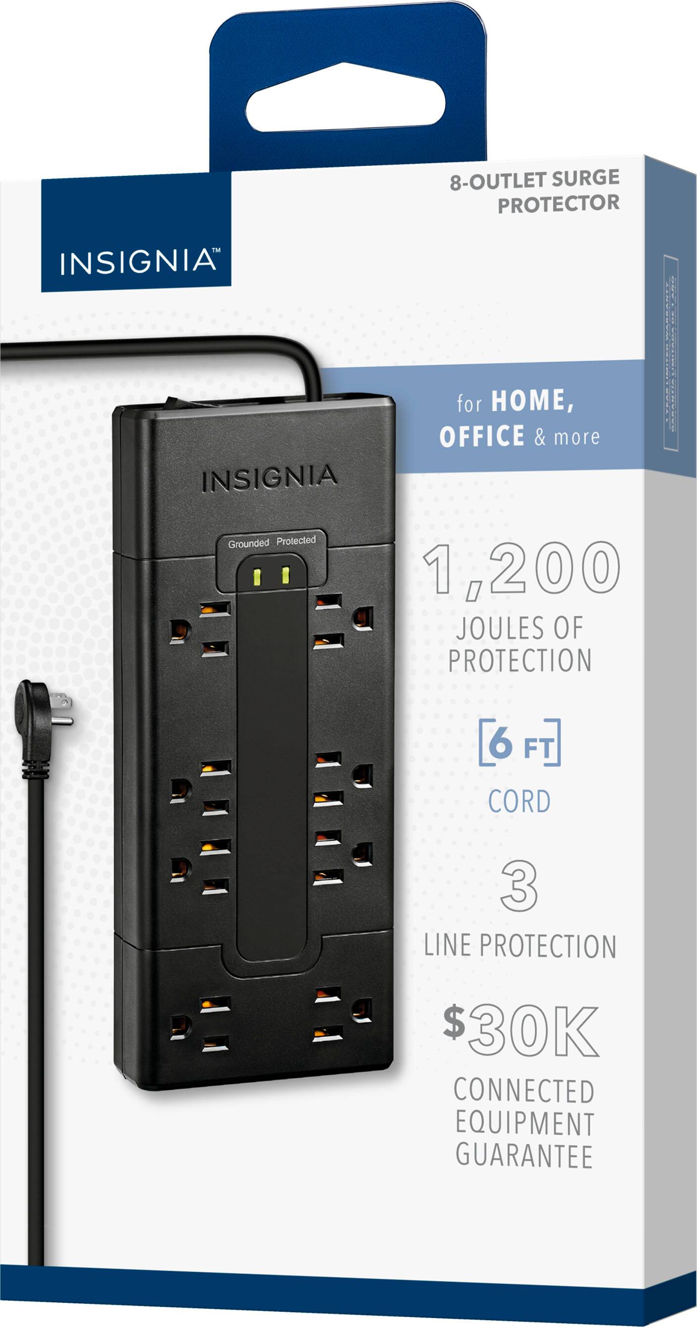 Alt View 20. Insignia™ - 8-Outlet 1,200 Joules Surge Protector - Black.