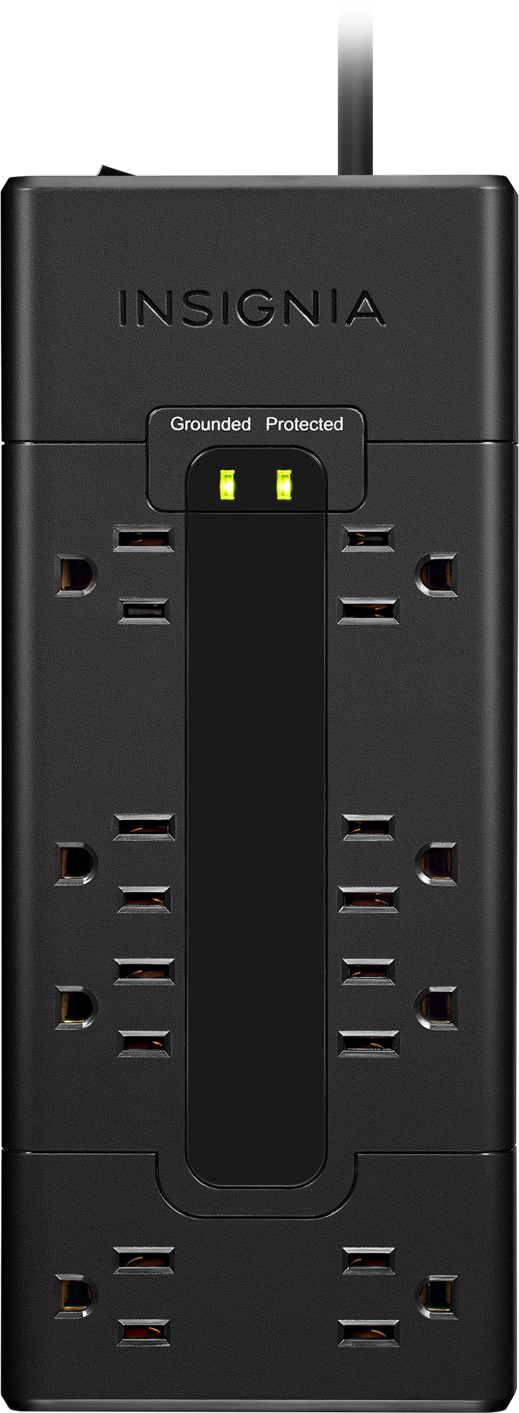 Insignia™ - 8-Outlet 1,200 Joules Surge Protector - Black - Front_Zoom