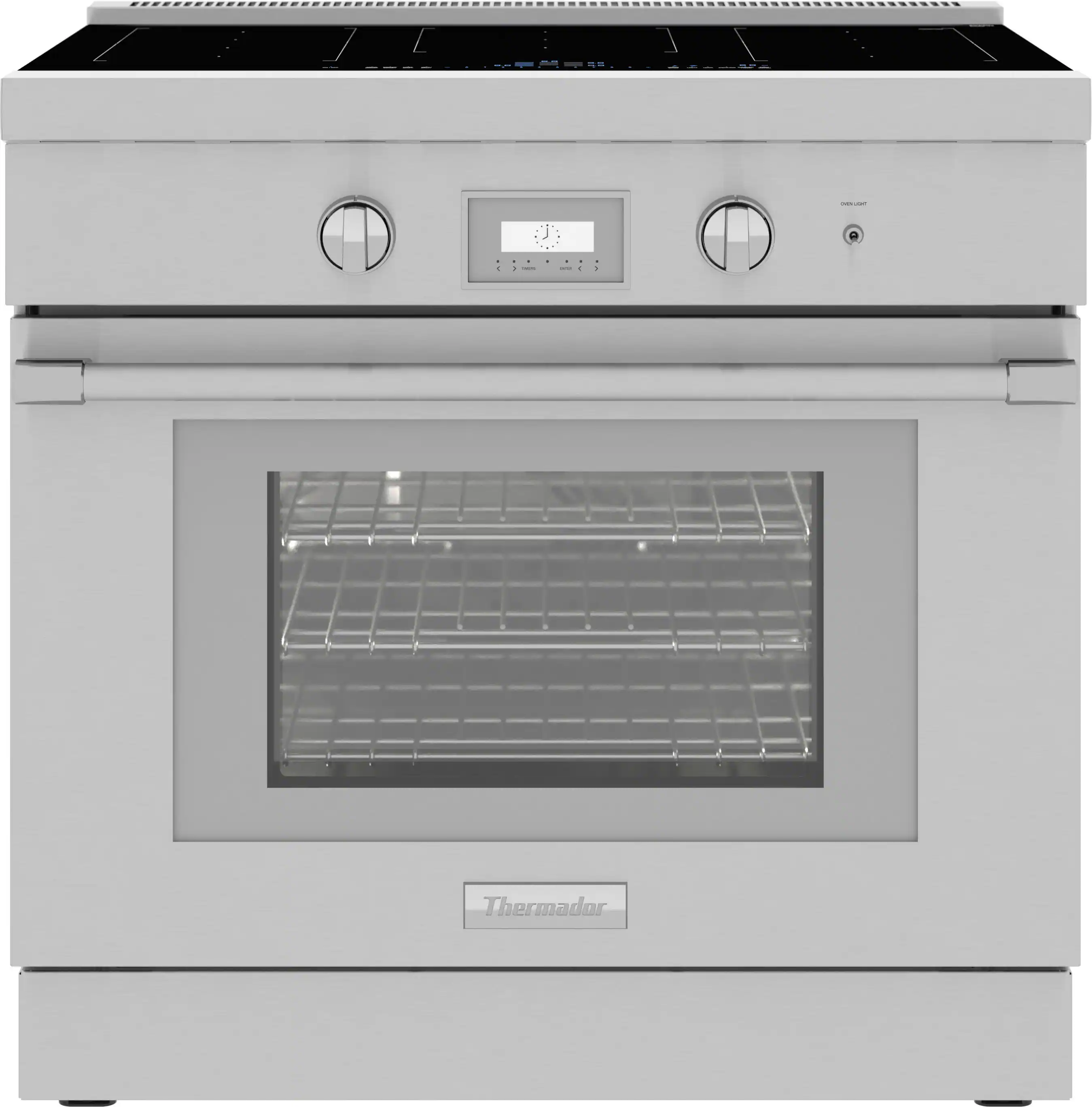 Front. Thermador - Pro Harmony Liberty 36" Freestanding Electric Induction True Convection Range with WiFi - Stainless Steel.