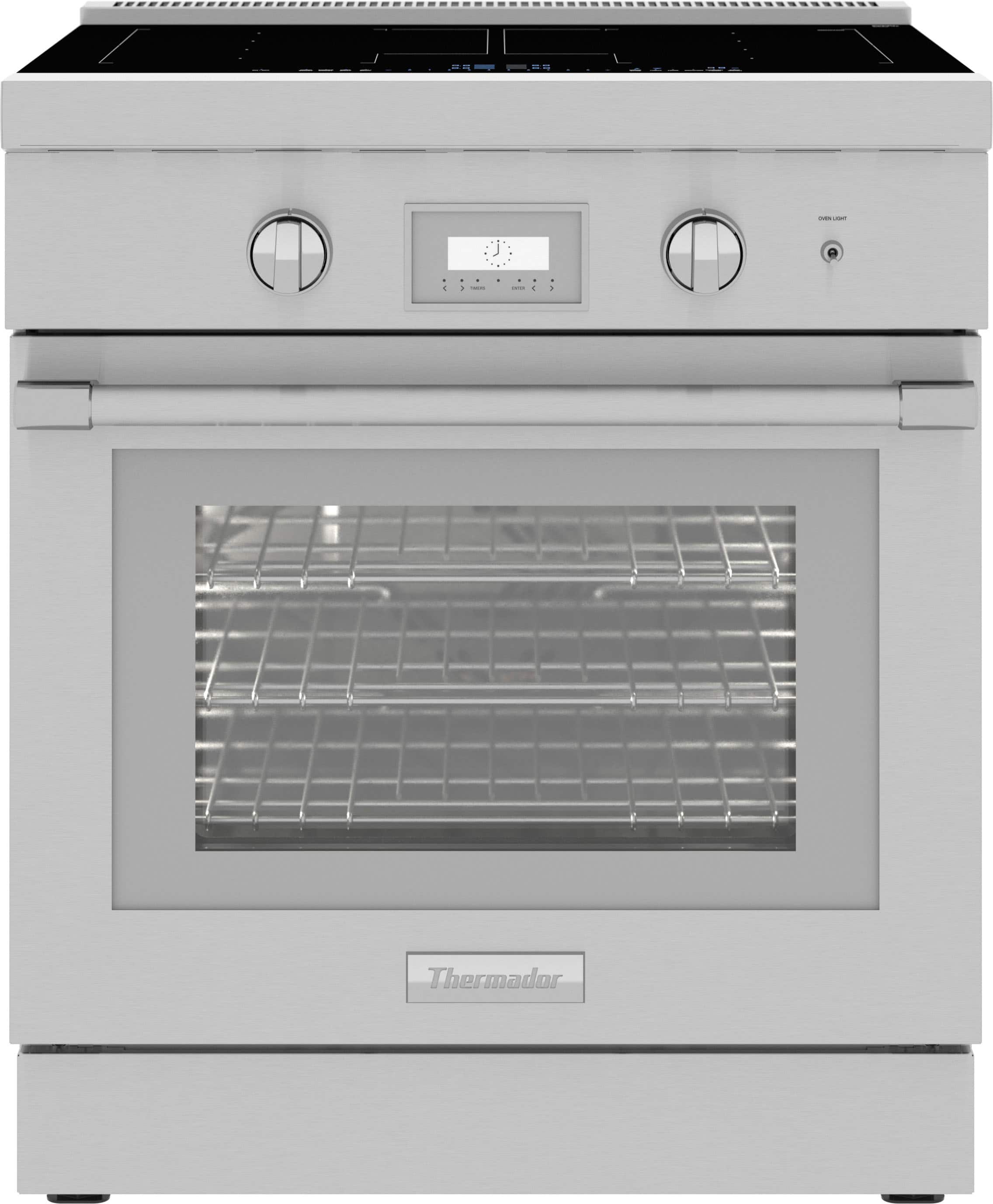 Front. Thermador - Pro Harmony Liberty 30" Freestanding Electric Induction True Convection Range with WiFi - Stainless Steel.