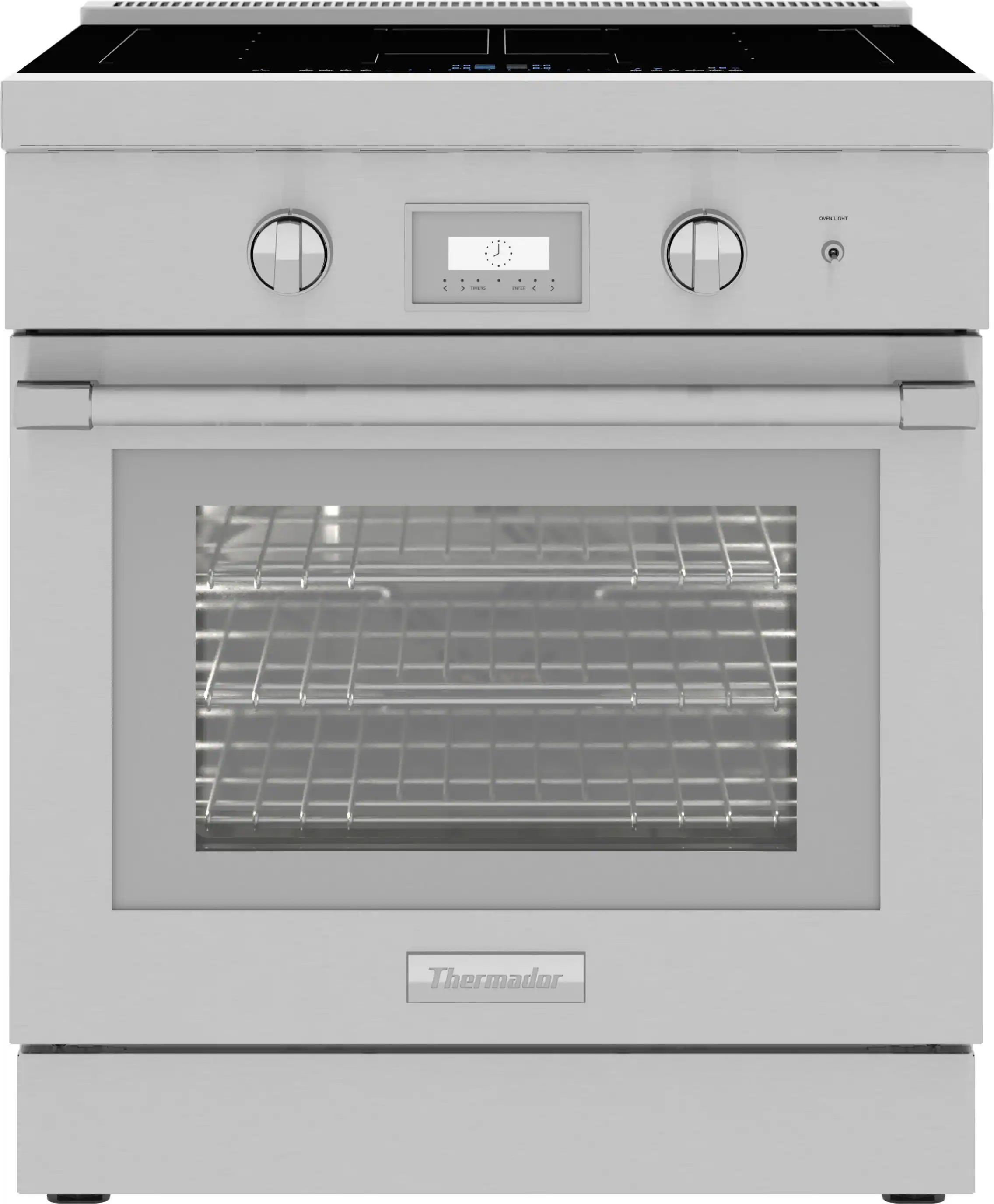 Front. Thermador - Pro Harmony Liberty 30" Freestanding Electric Induction True Convection Range with WiFi - Stainless Steel.