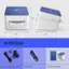 In the box, you will find an HP Label Printer, a power cord, an AC adapter, a USB cable, and a quick start guide.