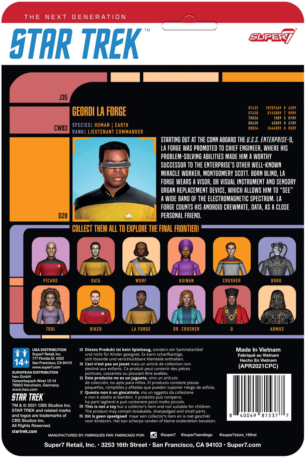 Carta Collezionabile STAR TREK TNG Senior Officers - 23KT Oro, Numerata 1/10.000, BOGO