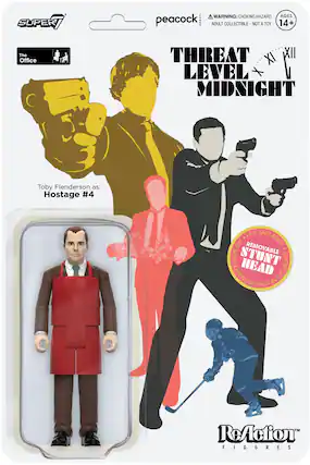 Front. Super7 - ReAction 3.75 in Plastic The Office Threat Level Midnight - Toby Flenderson as Hostage #4.