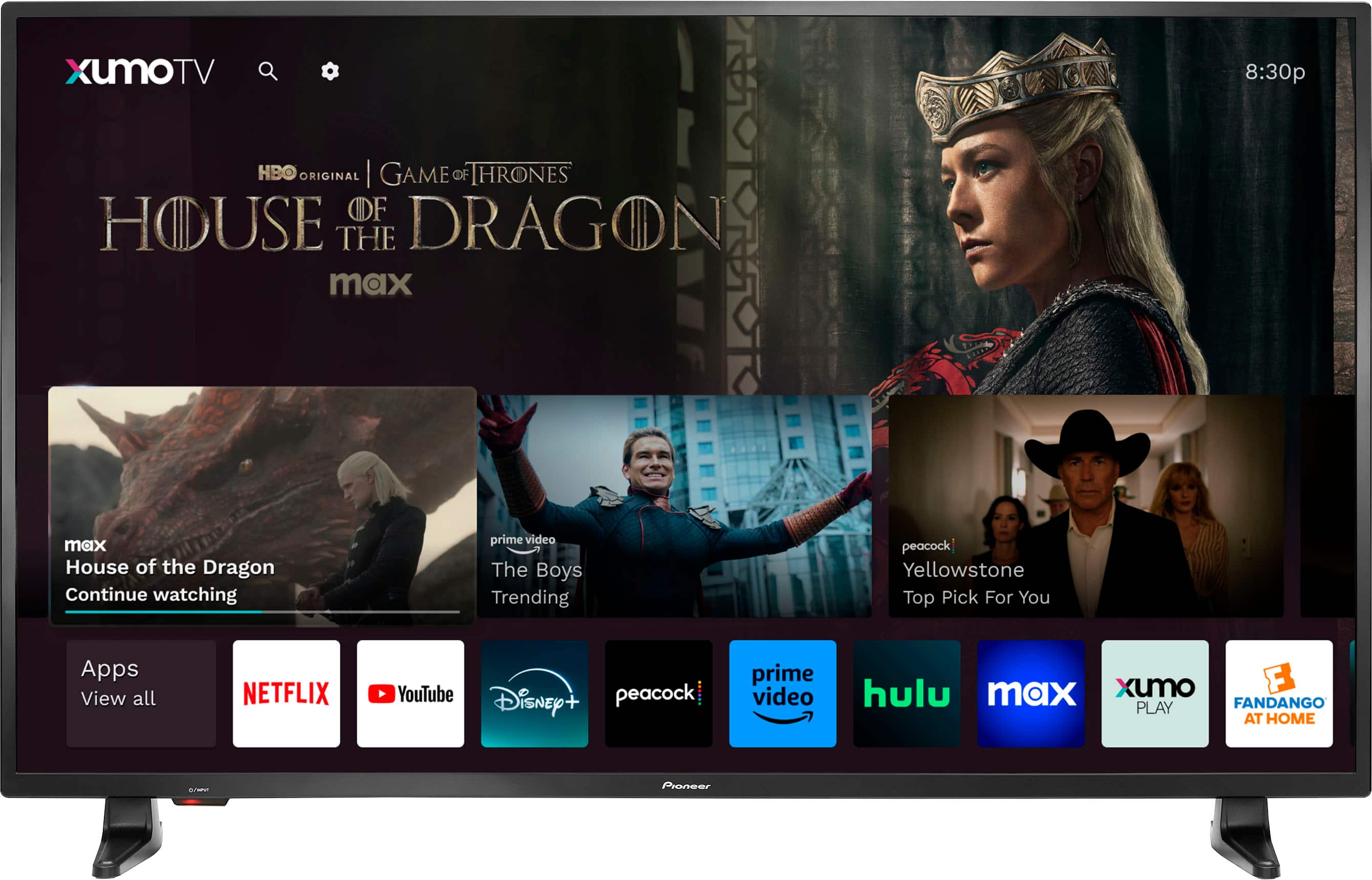 Left. Pioneer - 50" Class LED 4K UHD Smart Xumo TV - Black.