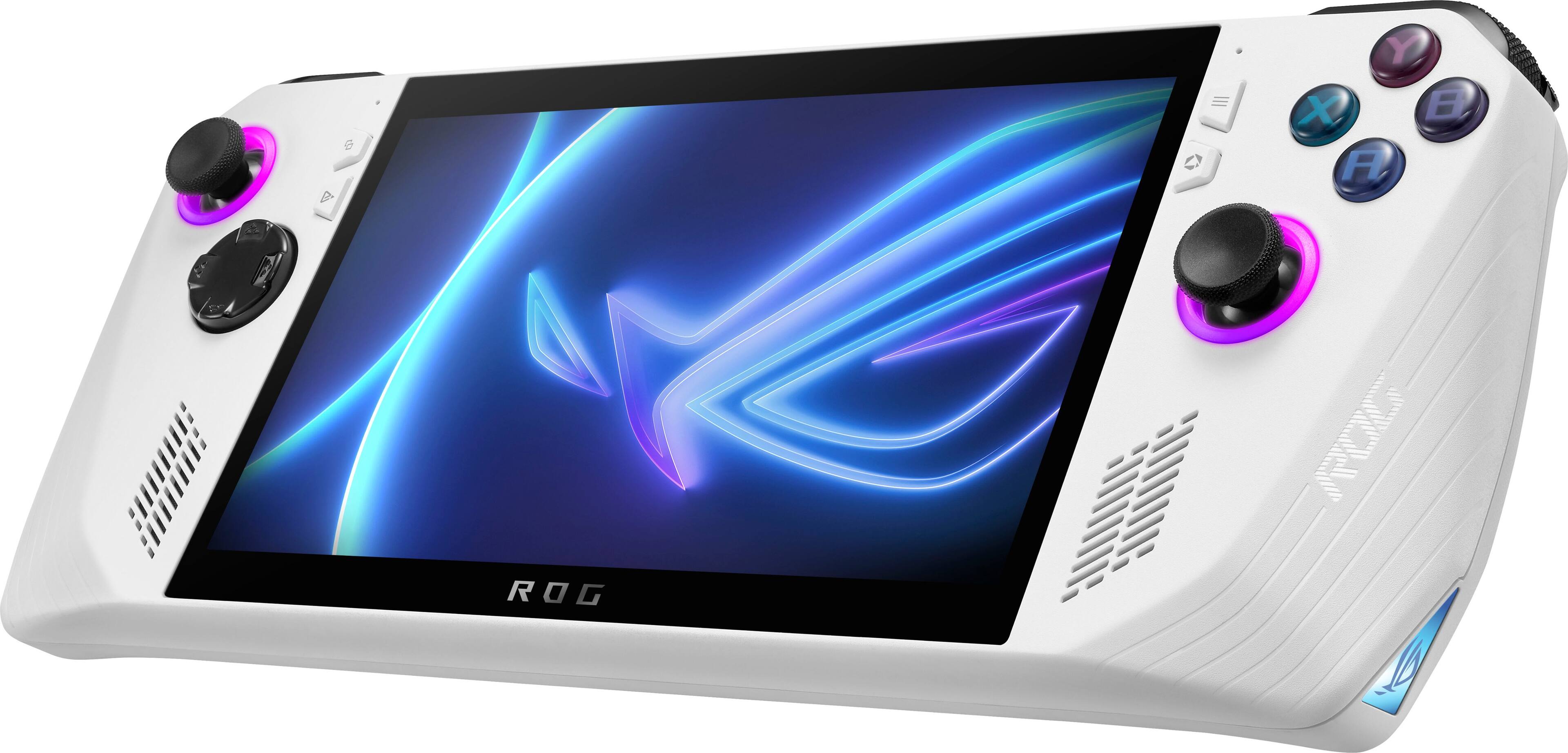 Left. ASUS - ROG Ally 7" 120Hz FHD 1080p Gaming Handheld - AMD Ryzen Z1 Processor - 512GB - White.