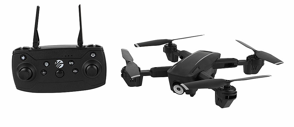 Vivitar Skyhawk Foldable Video GPS Drone with One-Button Takeoffs and  Landings, Black 