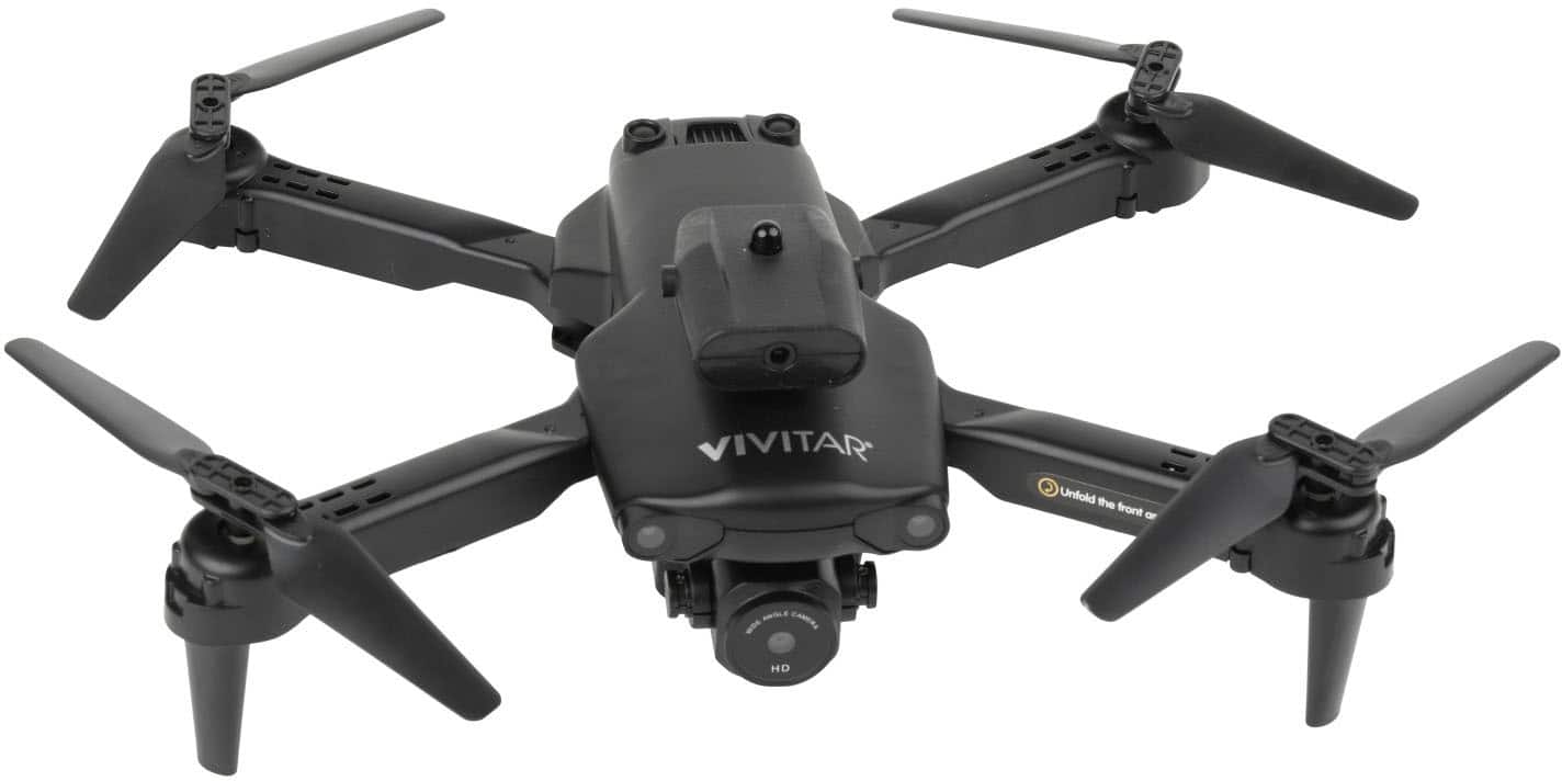 Front. Vivitar - Air View Foldable Drone with Remote - Black.