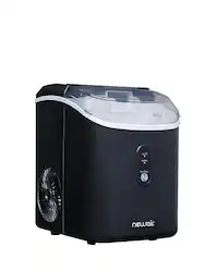 NewAir - 26 lb Countertop Nugget Ice Maker with Self-Cleaning Function, Ice Scoop and Basket - Black - Front_Zoom