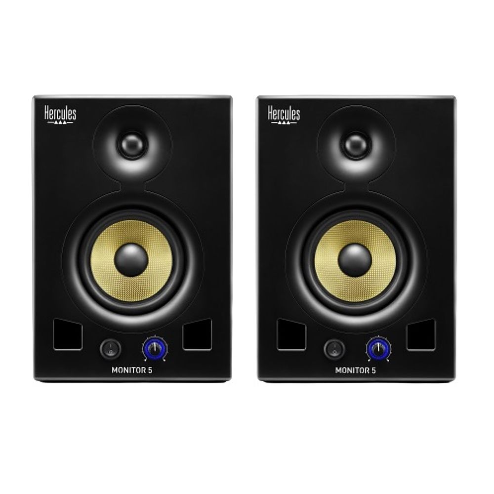 Angle View: Hercules - DJ Monitor 5 - 2 x 80 watts Bi-Amplified Monitoring Speakers - Black