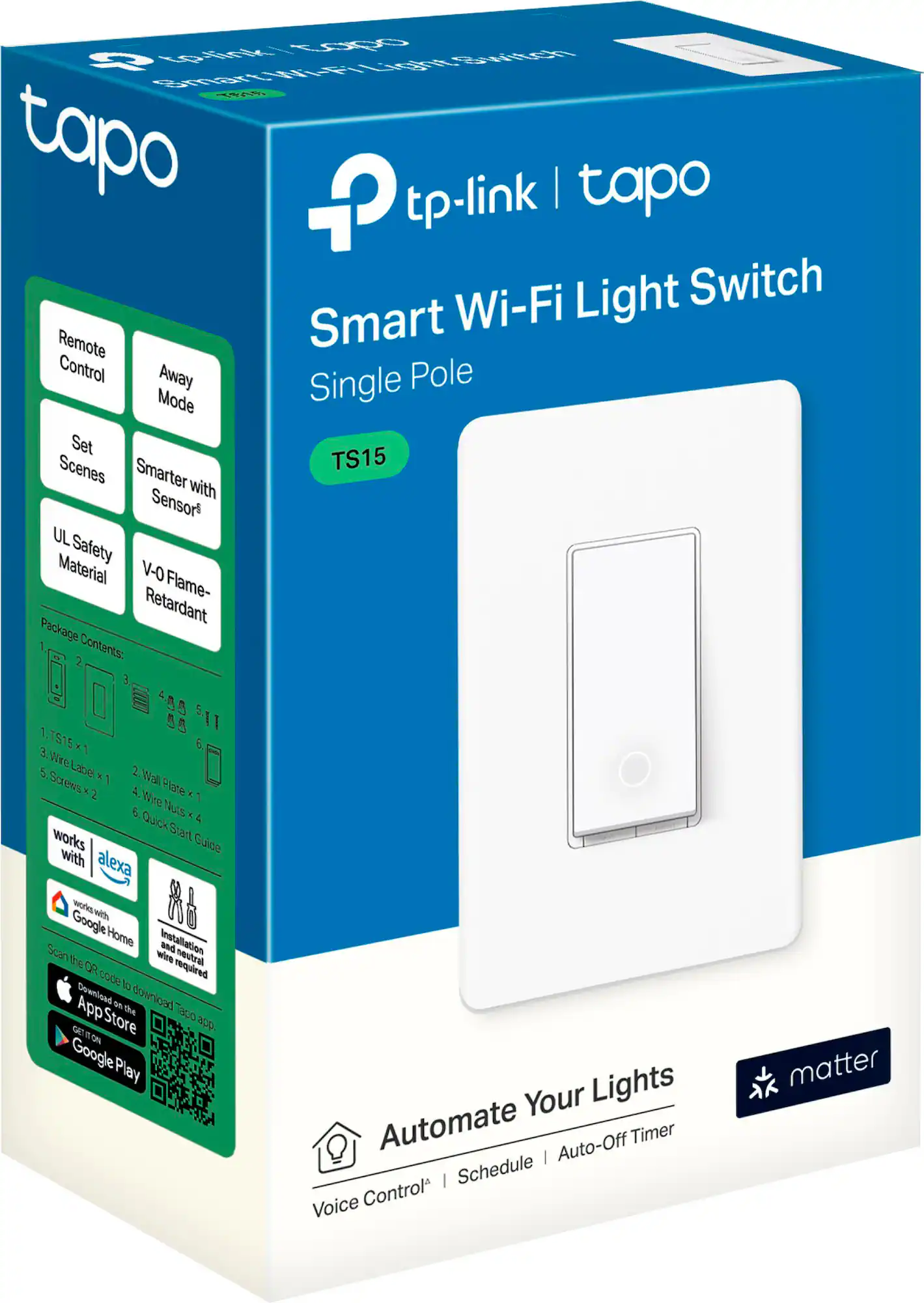 Zoom in on Alt View 12. TP-Link - Tapo Smart Wi-Fi Light Switch with Matter - White.