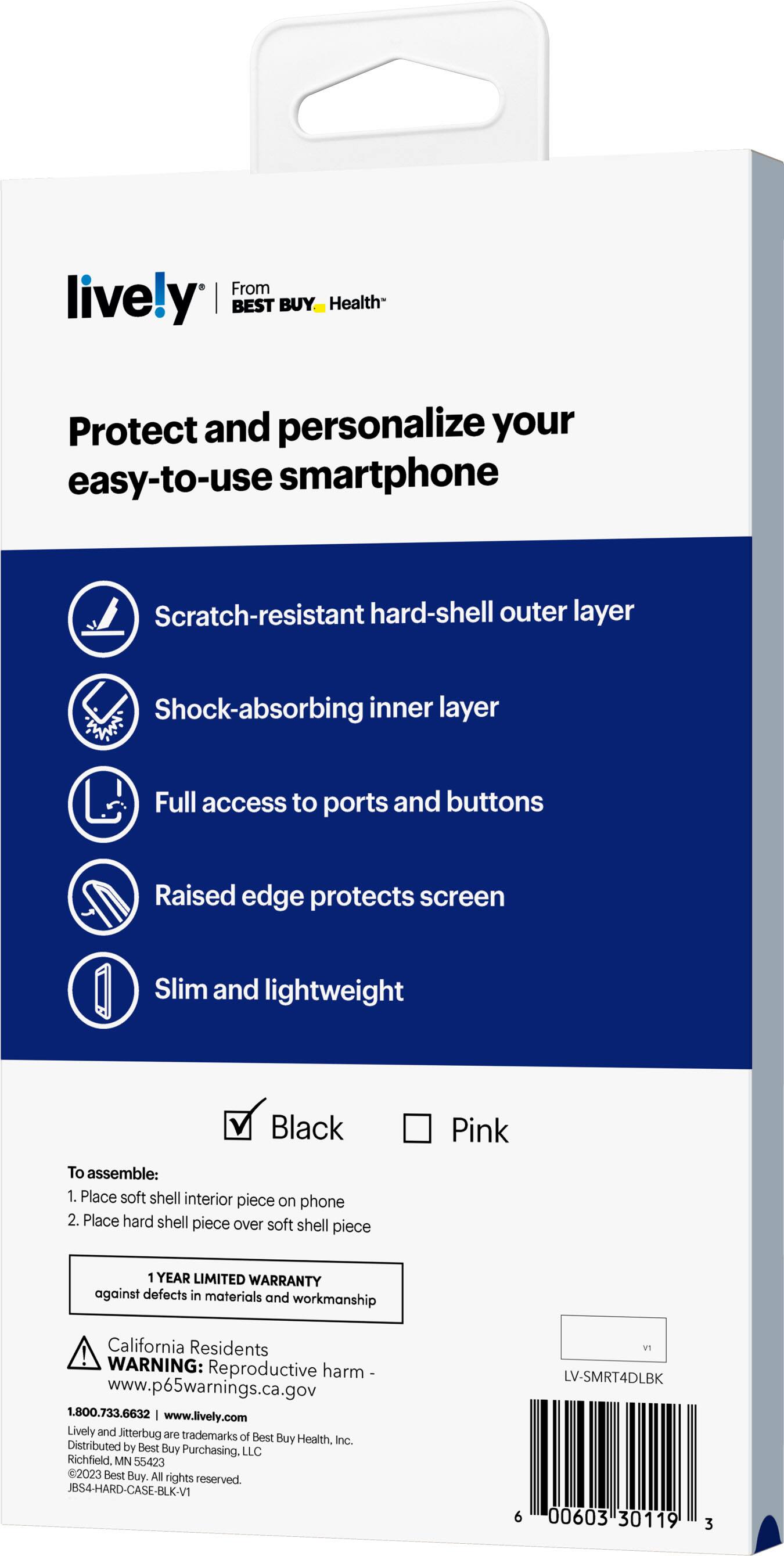 Alt View 3. Lively® - Dual-Layer Hard Shell Case for Jitterbug Smart4 - Black.