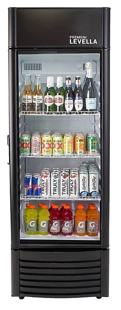 Front. Premium Levella - 6.5 cu. ft. 1-Door Commercial Merchandiser Refrigerator Glass-Door Beverage Display Cooler - Black.