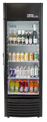 Front. Premium Levella - 6.5 cu. ft. 1-Door Commercial Merchandiser Refrigerator Glass-Door Beverage Display Cooler - Black.