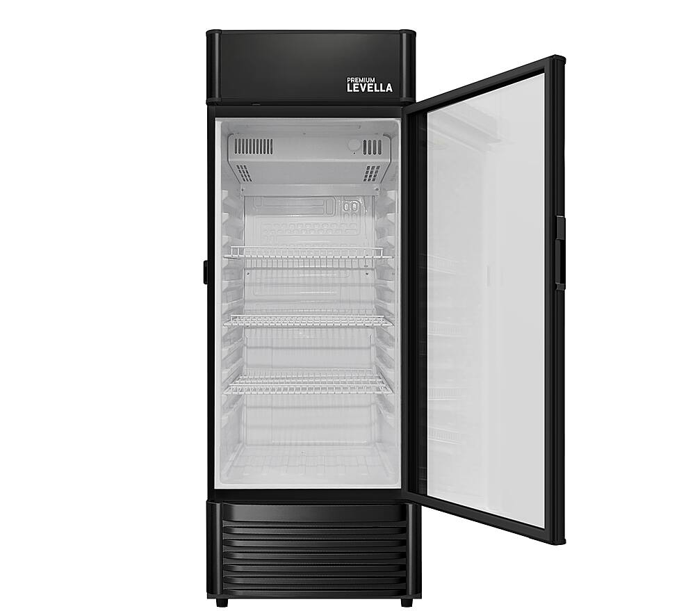 Alt View 1. Premium Levella - 6.5 cu. ft. 1-Door Commercial Merchandiser Refrigerator Glass-Door Beverage Display Cooler - Black.