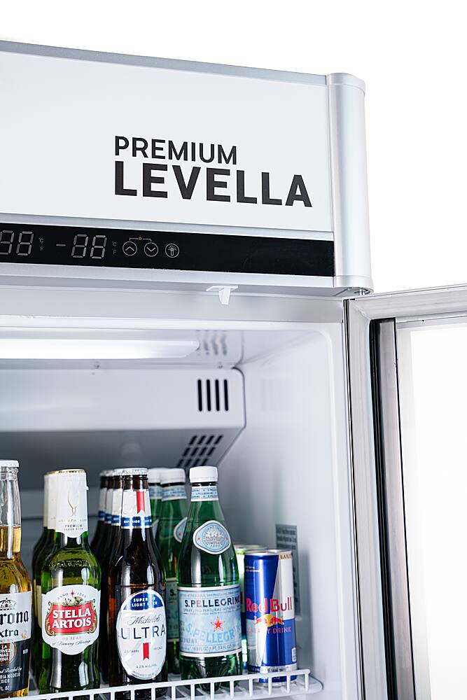 Alt View 2. Premium Levella - 12.5 cu. ft. 2-Door Commercial Merchandiser Refrigerator Glass-Door Beverage Display Cooler with Freezer and Ice Maker - Silver.