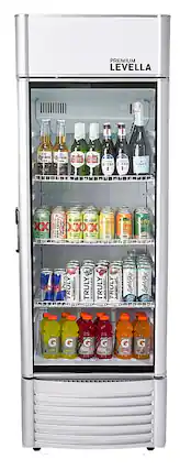 Front. Premium Levella - 6.5 cu. ft. 1-Door Commercial Merchandiser Refrigerator Glass-Door Beverage Display Cooler - Silver.