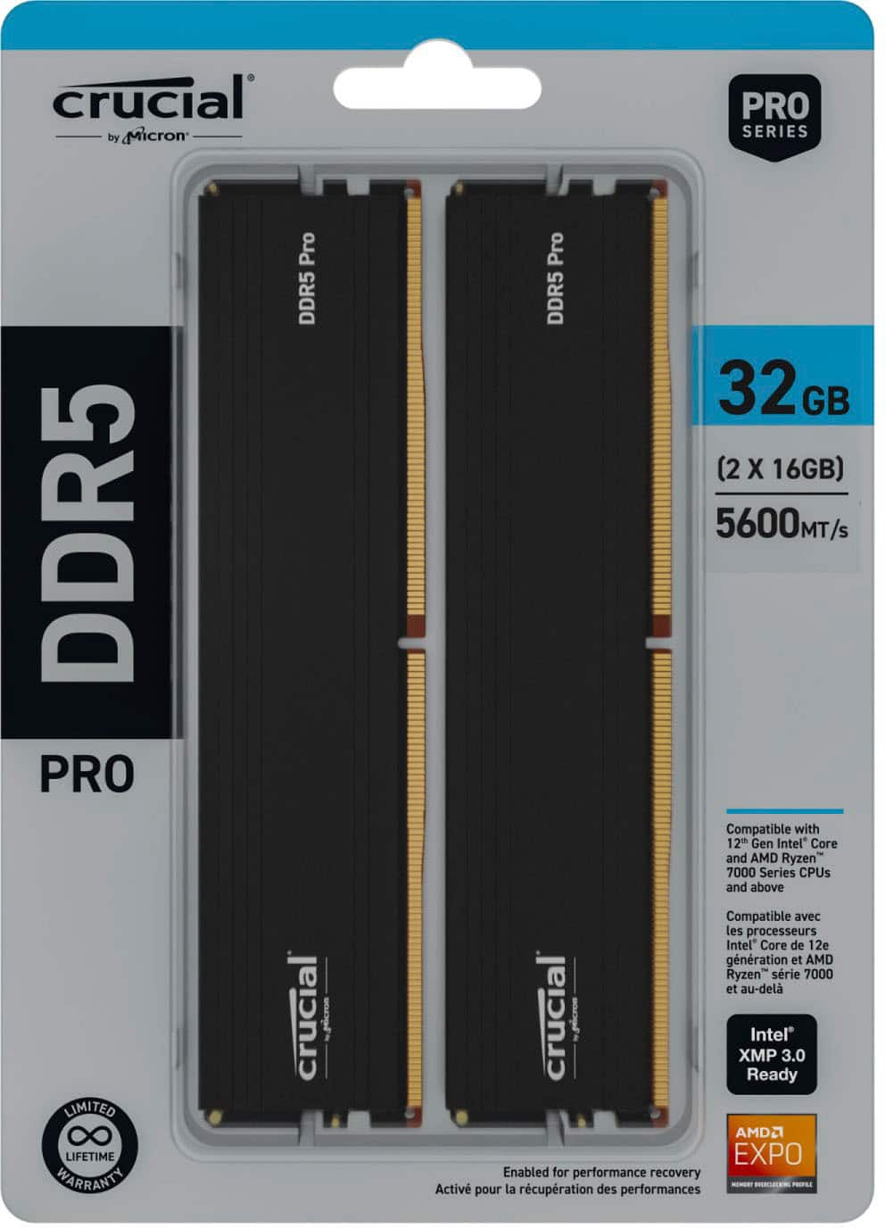 Crucial Pro 32GB Kit (2x16GB) 5600 MHz DDR5-5600 UDIMM Desktop Memory Black  CP2K16G56C46U5 - Best Buy