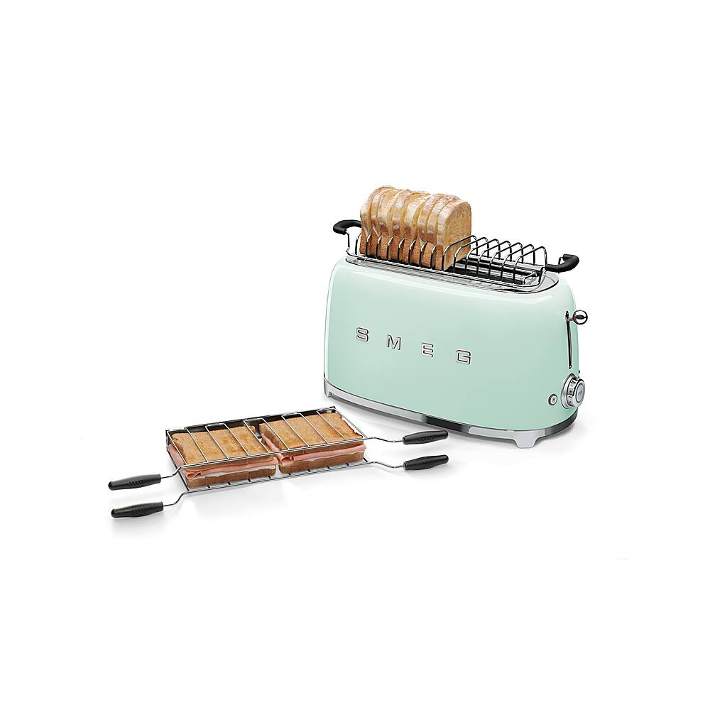 SMEG TSF02 4 Slice Long Wide Slot Toaster Pastel Blue TSF02PBUS Open