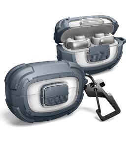 Dexnor - Rugged Case For Bose Ultra Open with Drop-Proof Lock, Carabiner, Keyring (Charging Case & Earphones Not Included) - Navy Blue