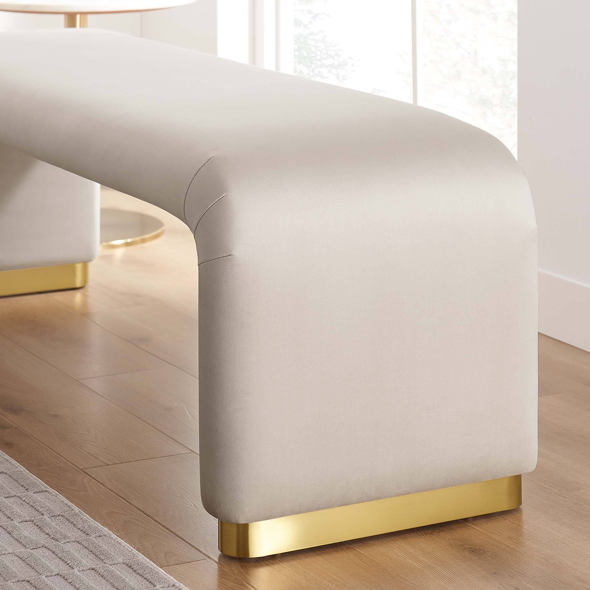 Alt View 5. Modway - Koda Performance Velvet Waterfall Long Bench by Modway - Brown.