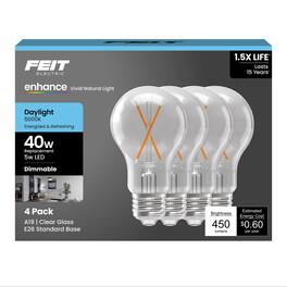 FEIT ELECTRIC - Feit Enhance A19 E26 (Medium) Filament LED Bulb Daylight 40 Watt Equivalence 4 pk