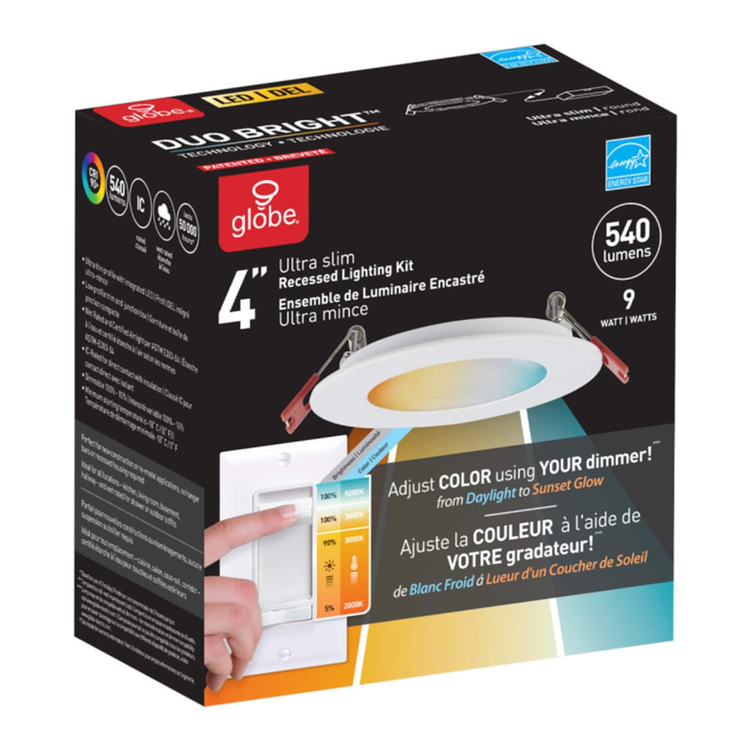 Globe Electric - Ultra Slim Energy Star Frost White 4 in. W Metal LED Canless Recessed Downlight 9 W price history on PriceWatchPro