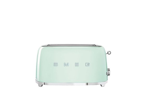 Front Zoom. SMEG TSF02 4-Slice Long Wide-Slot Toaster - Pastel Green.