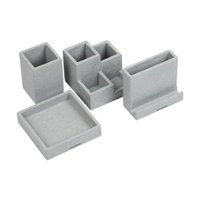 Mind Reader - 4 Piece Desk Set Gray - Gray - Front_Zoom