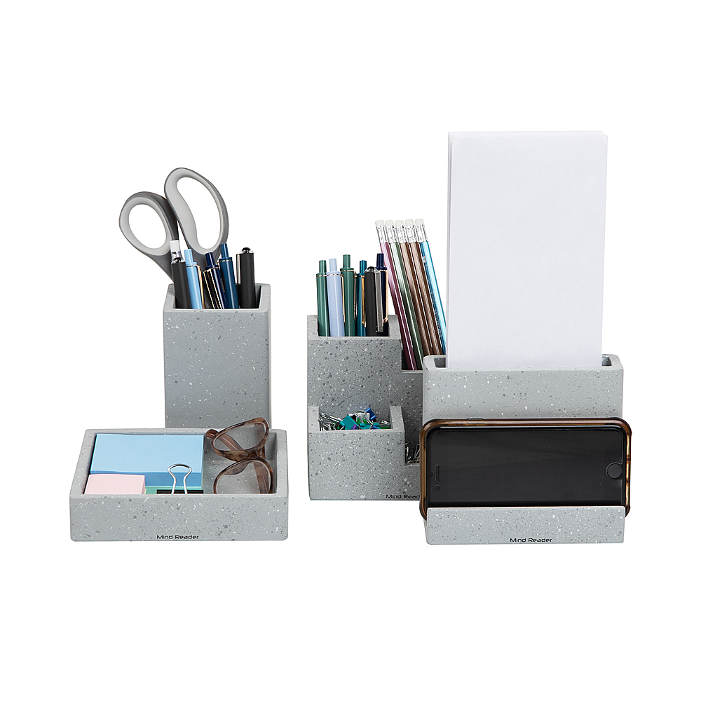 Inbox Zero 4 Peice Metal Magnetic Office Desk Accessories Organizer Set