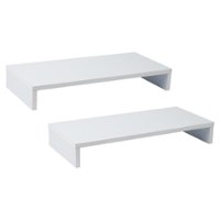 Mind Reader - Woodland Monitor Stand 2pc White - Front_Zoom