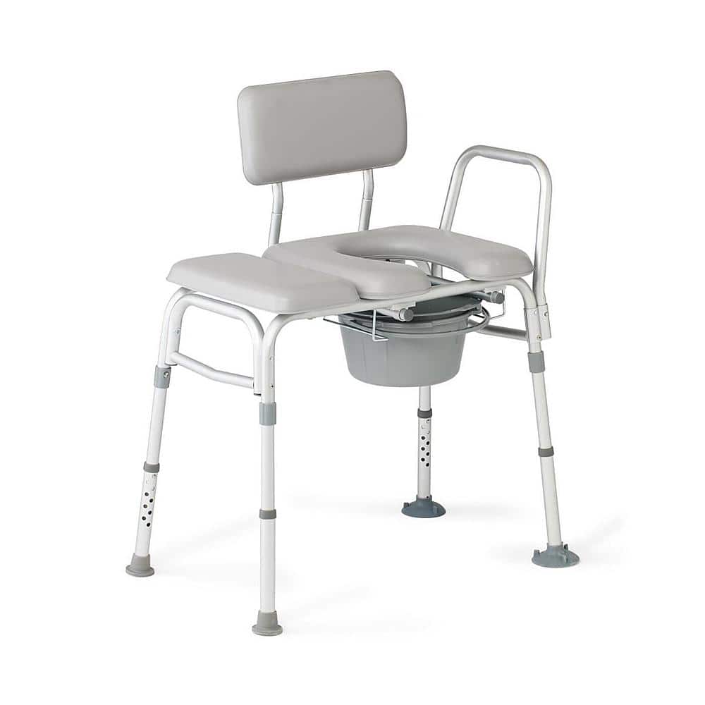 Front. Medline - Combination Transfer Bench and Commode - gray.