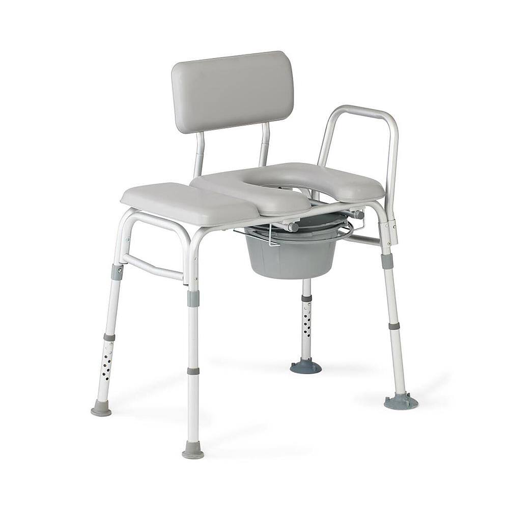 Front. Medline - Combination Transfer Bench and Commode - gray.
