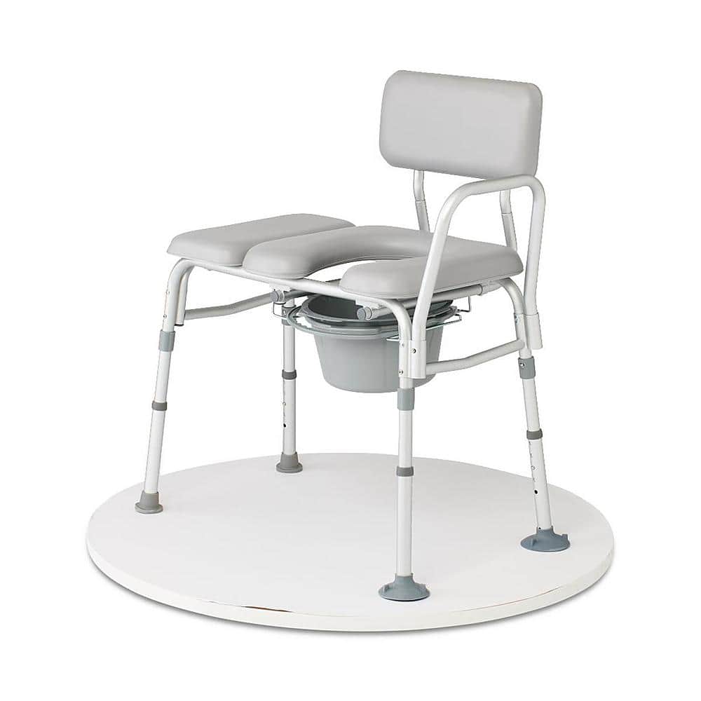Left. Medline - Combination Transfer Bench and Commode - gray.
