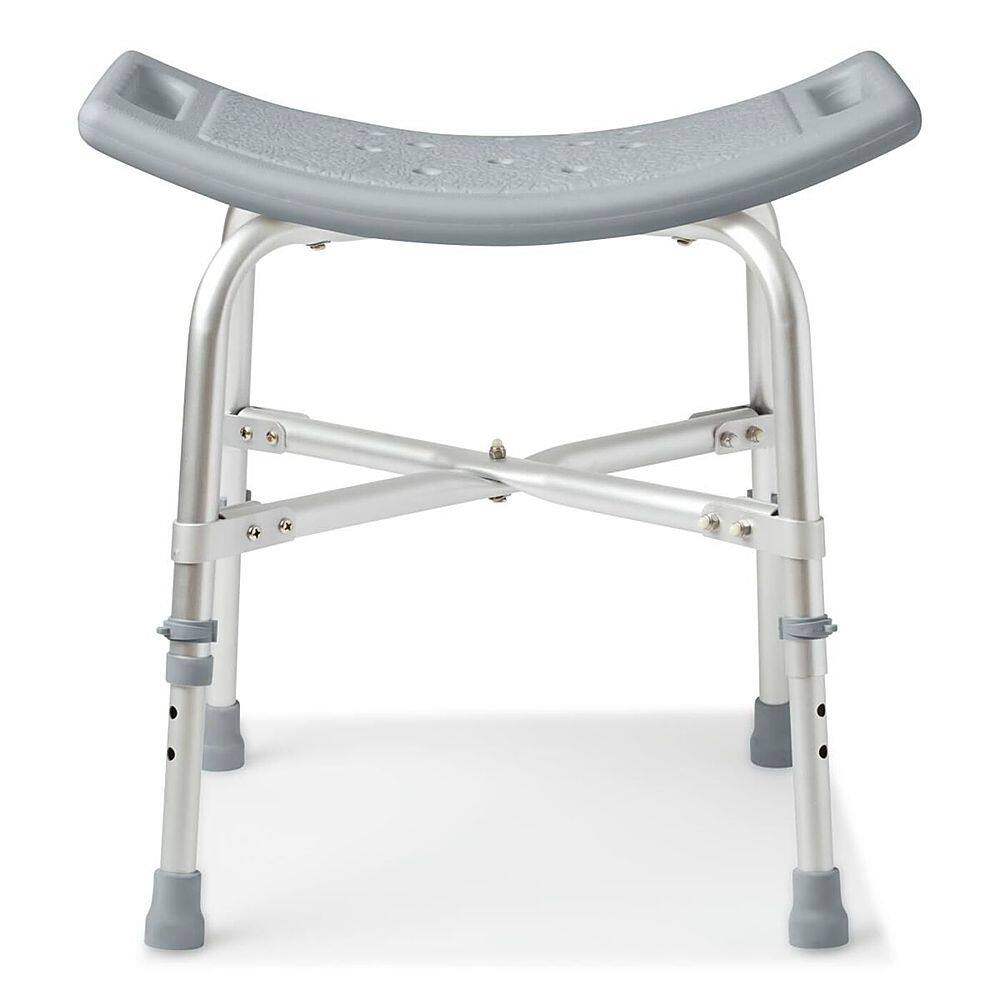 Angle. Medline - Heavy Duty Shower Chair Bath Bench Without Back - gray.