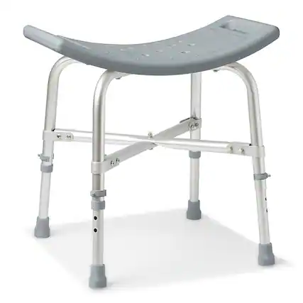 Front. Medline - Heavy Duty Shower Chair Bath Bench Without Back - gray.