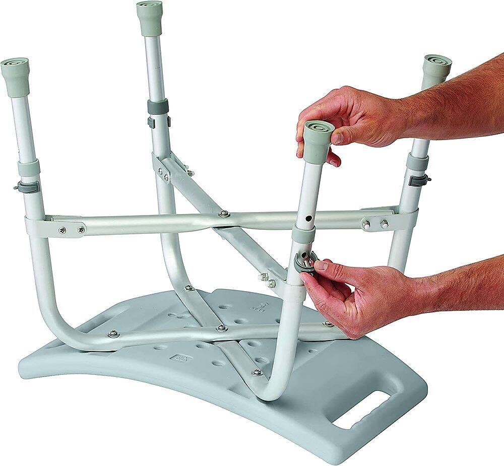 Left. Medline - Heavy Duty Shower Chair Bath Bench Without Back - gray.