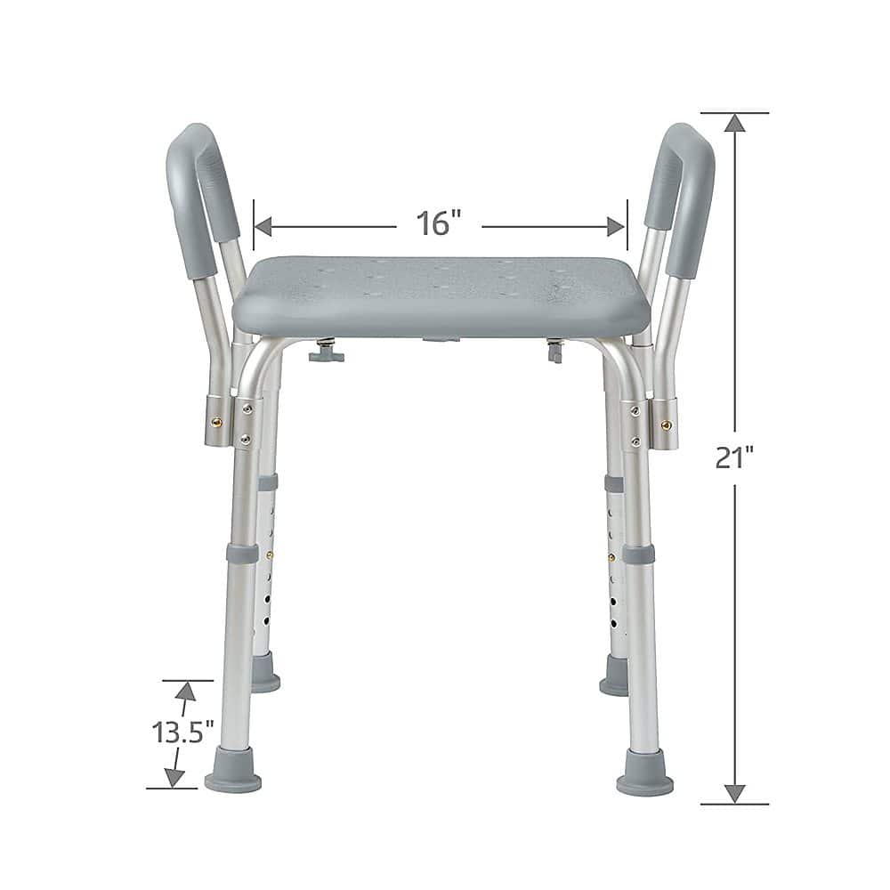 Left. Medline - Bath Bench with Arms - gray.