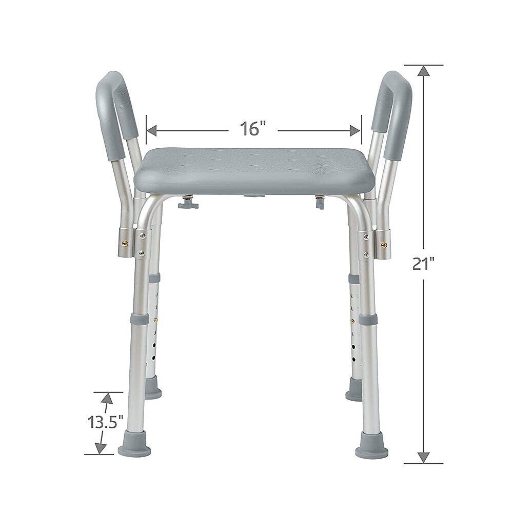 Left. Medline - Bath Bench with Arms - gray.