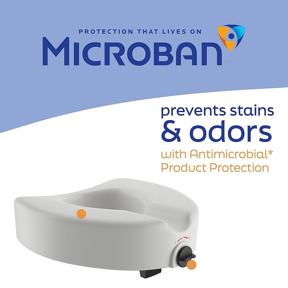 Angle. Medline - Elevated Toilet Seat Riser with Microban Antimicrobial Protection - White.