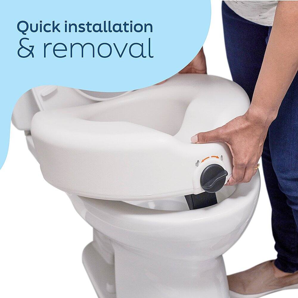 Left. Medline - Elevated Toilet Seat Riser with Microban Antimicrobial Protection - White.