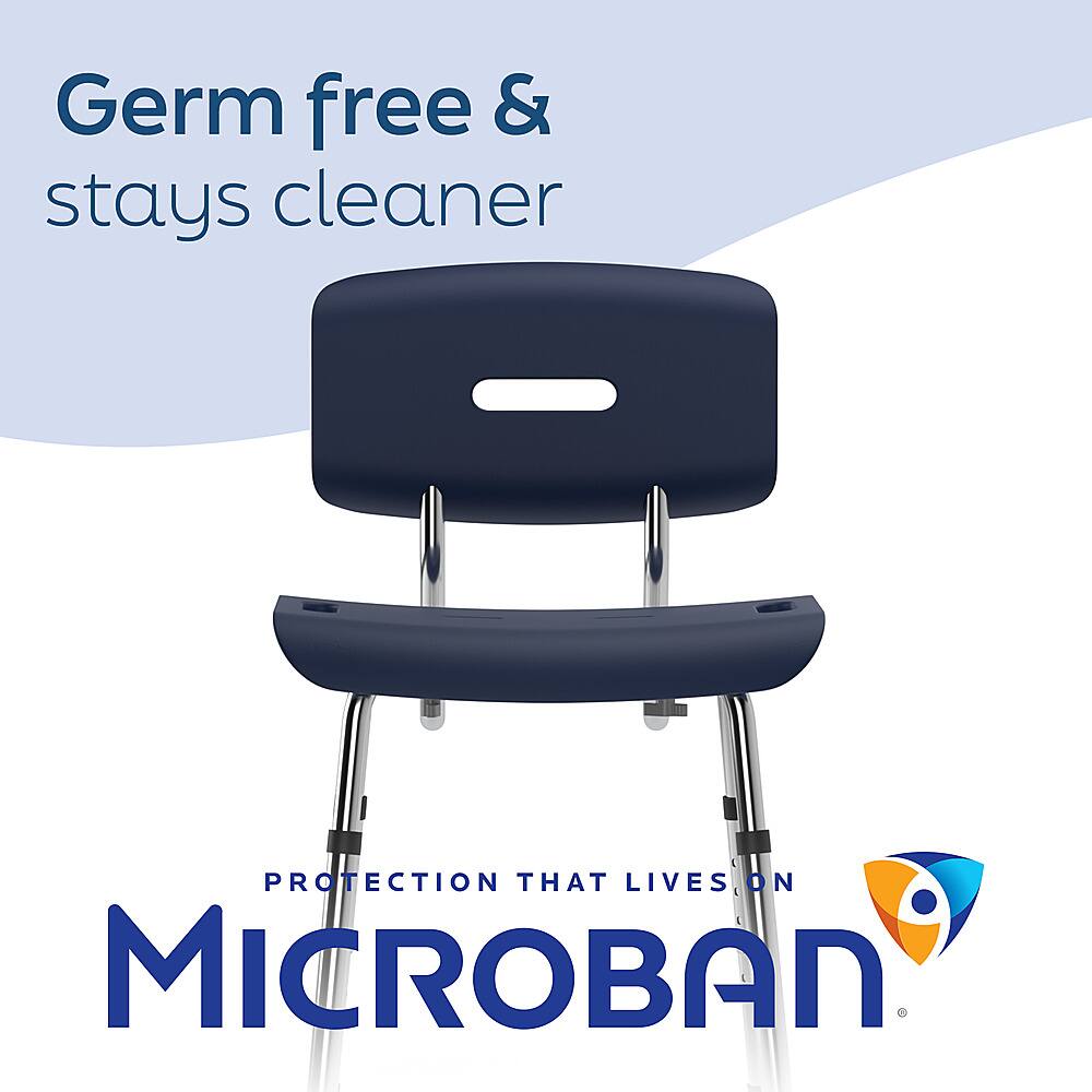 Angle. Medline - Bath Chair with Backrest and Microban Protection - blue.