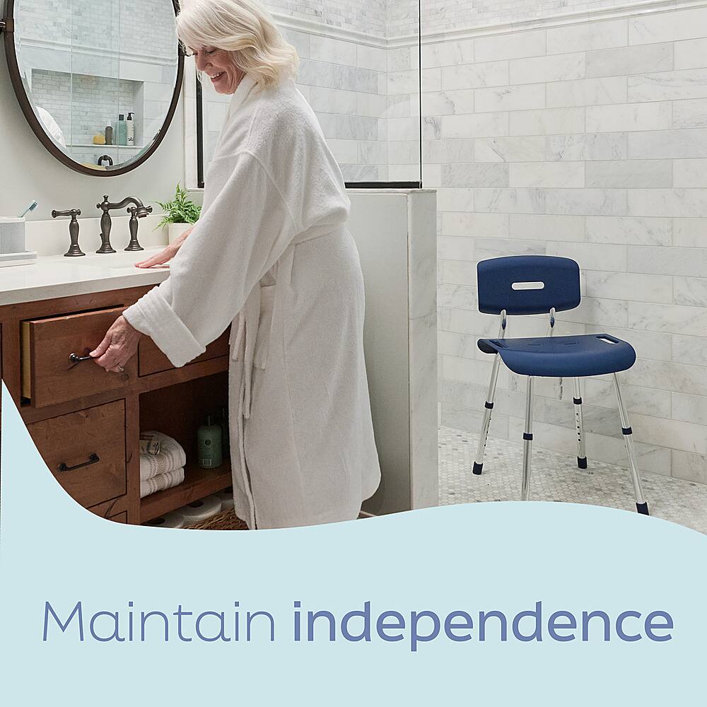 Alt View 11. Medline - Bath Chair with Backrest and Microban Protection - blue.