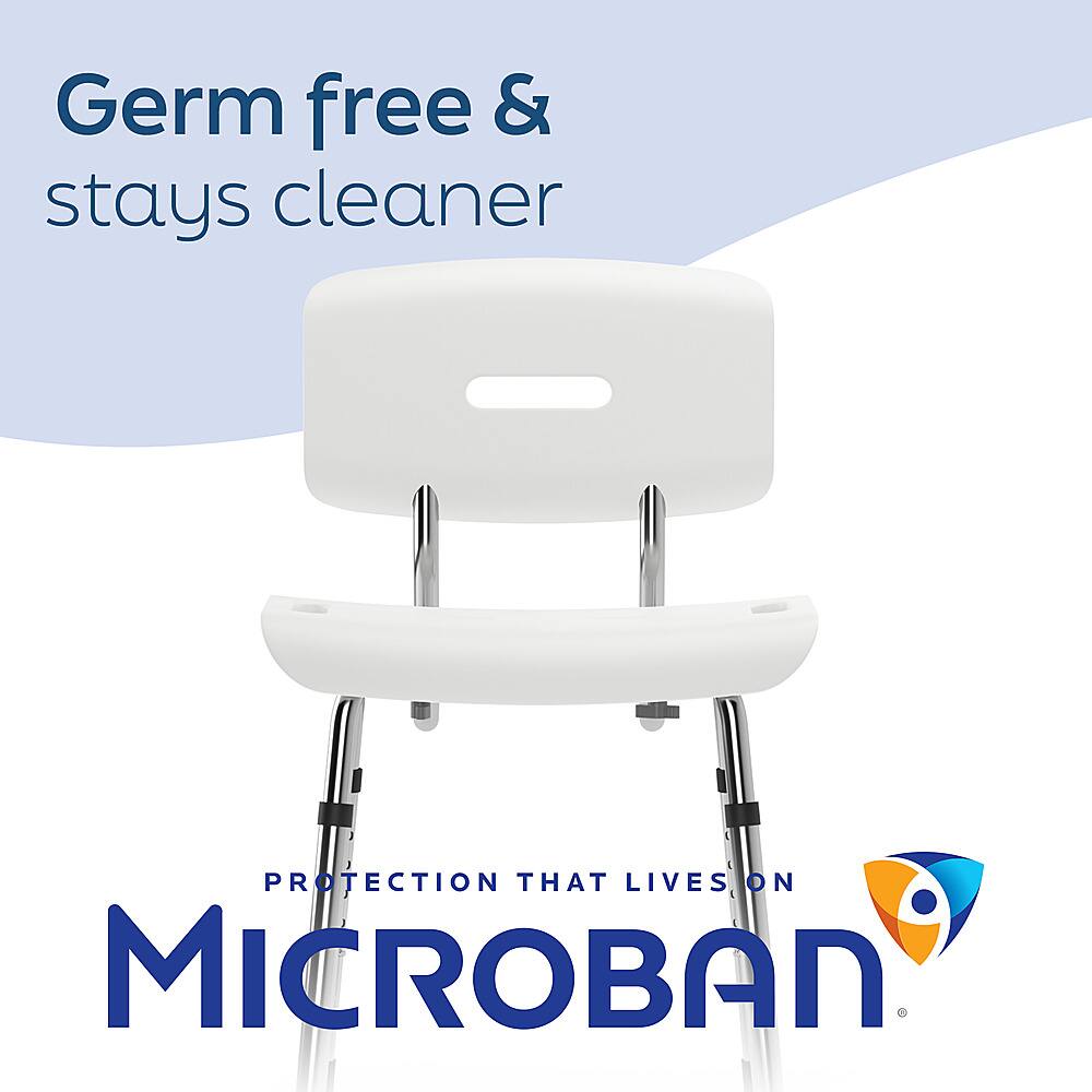 Angle. Medline - Bath Chair with Backrest and Microban Protection - white.