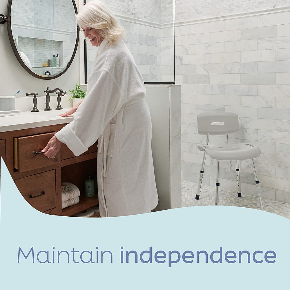 Alt View 11. Medline - Bath Chair with Backrest and Microban Protection - white.