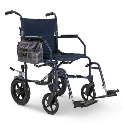 Front. Medline - Foldable Transport Chair with Microban - Navy.