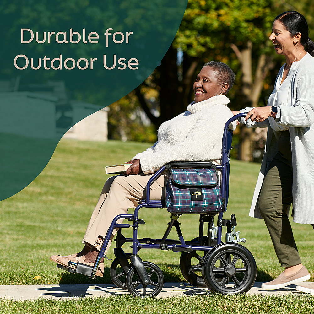 Alt View 12. Medline - Foldable Transport Chair with Microban - Navy.