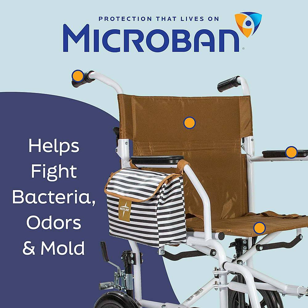 Angle. Medline - Foldable Transport Chair with Microban - White.