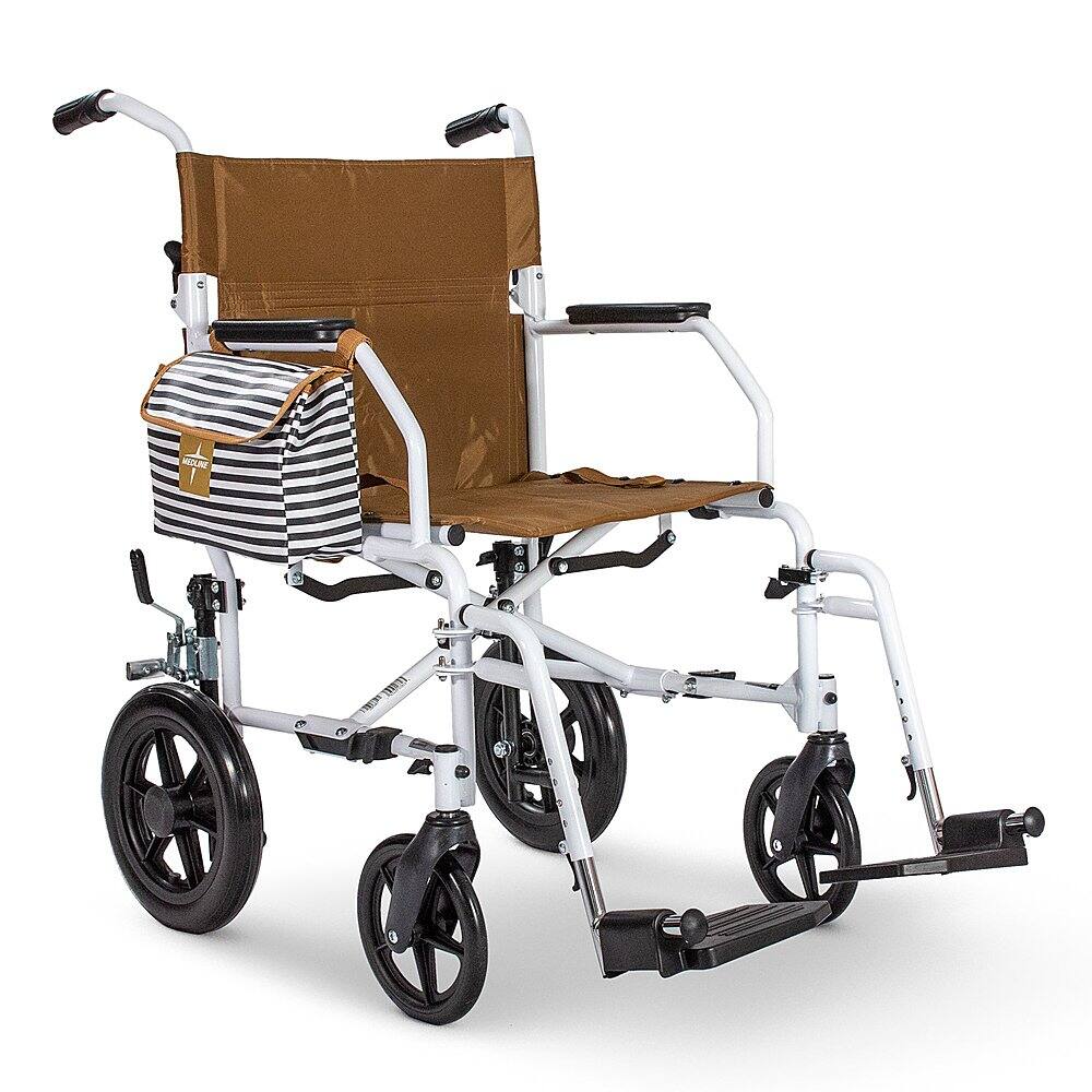 Front. Medline - Foldable Transport Chair with Microban - White.