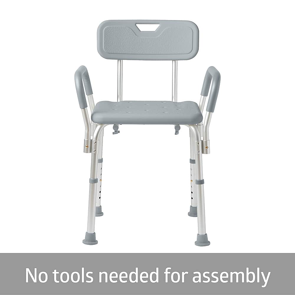 Angle. Medline - Shower Chair with Back and Padded Arms - gray.